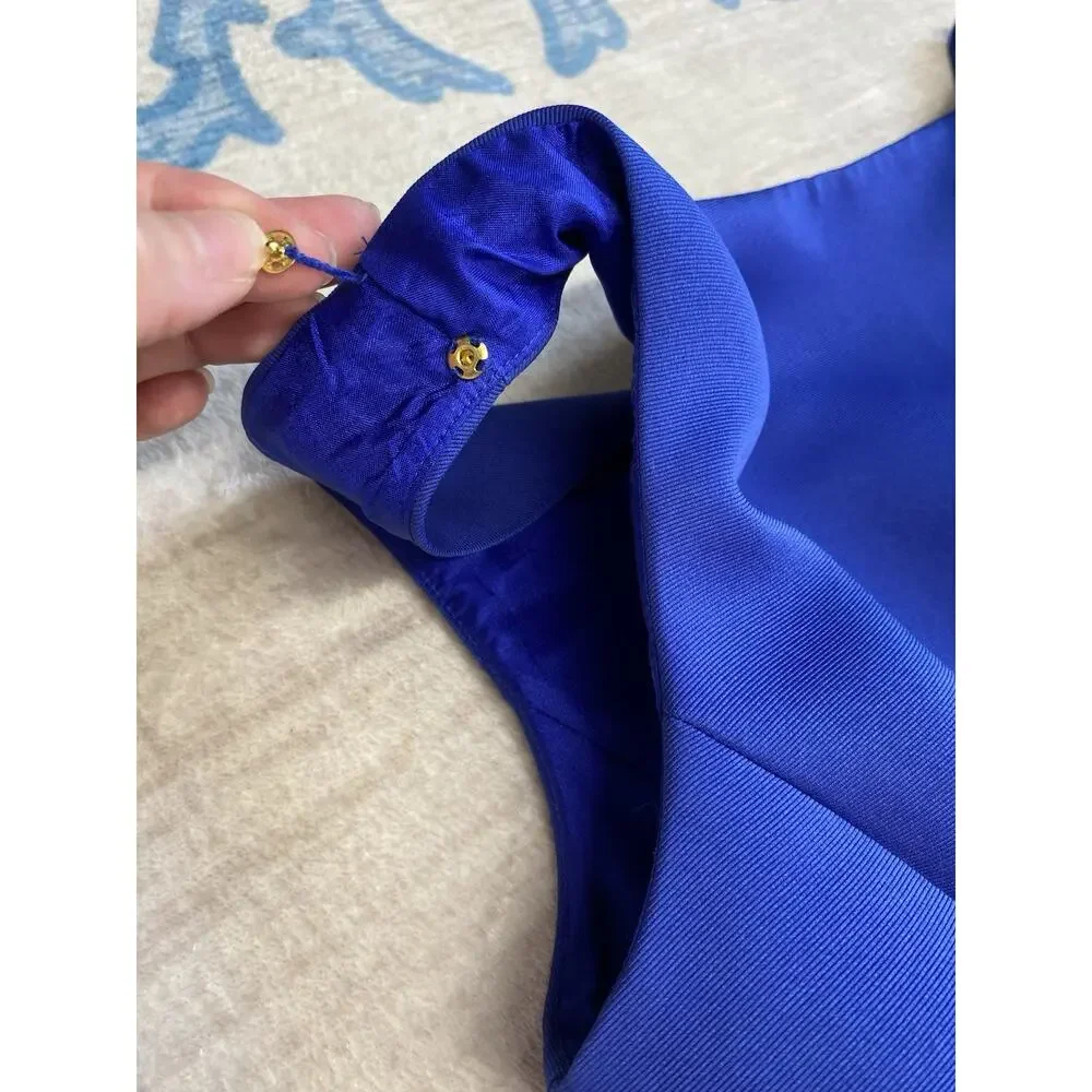 Kate Spade Dress Womens 6 Cobalt Blue Structured Sleeveless Designer Fit & Flare